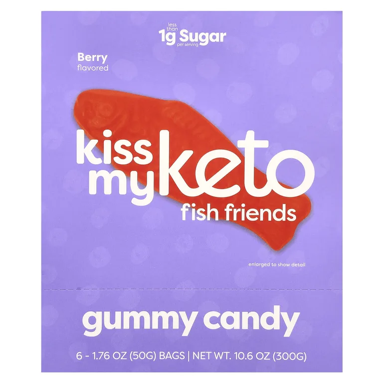 Kiss My Keto, Жевательные конфеты Fish Friends, ягодные, 6 пакетиков по 50 г (1,76 унции)