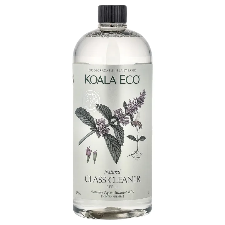 Koala Eco, натуральное средство для мытья стекол, запасной блок, с эфирным маслом австралийской перечной мяты, 1 л (33,8 жидк. унции)