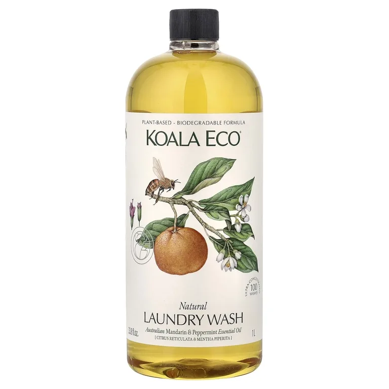 Koala Eco, натуральное средство для стирки, эфирное масло австралийского мандарина и перечной мяты, 1 л (33,8 жидк. унции)