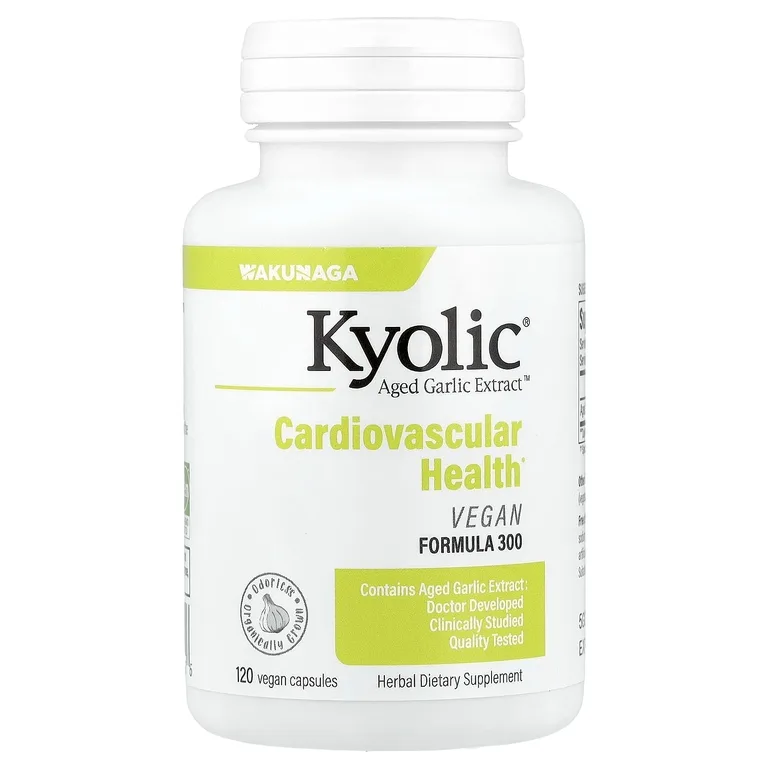 Kyolic, Aged Garlic Extract, выдержанный экстракт чеснока, для здоровья сердечно-сосудистой системы, веганская формула 300, 120 веганских капсул (300 мг в 1 капсуле)