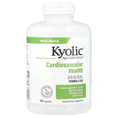 Kyolic, экстракт чеснока для здоровья сердечно-сосудистой системы, формула 100, 300 капсул (300 мг в 1 капсуле)