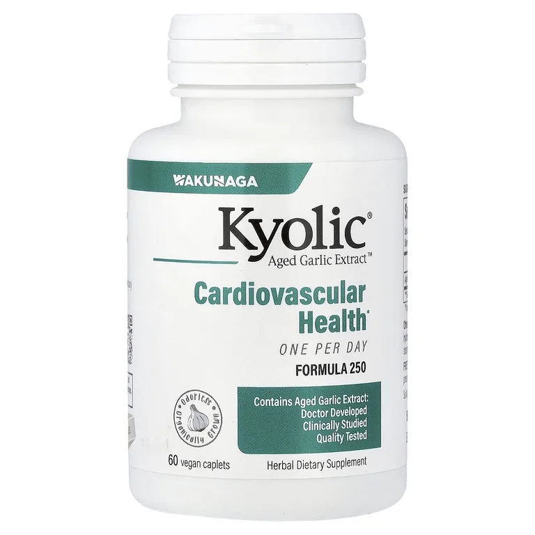 Kyolic, экстракт чеснока для здоровья сердечно-сосудистой системы, формула 250, 60 веганских капсул (1000 мг в 1 капсуле)