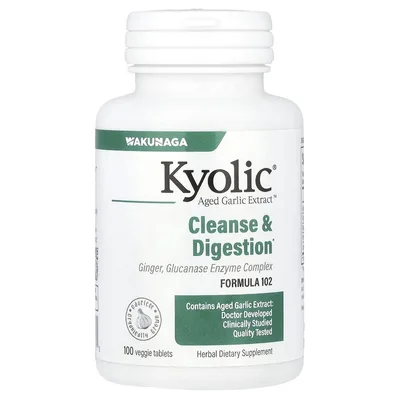 Kyolic, экстракт выдержанного чеснока, для очищения организма и улучшения пищеварения, формула 102, 100 растительных таблеток