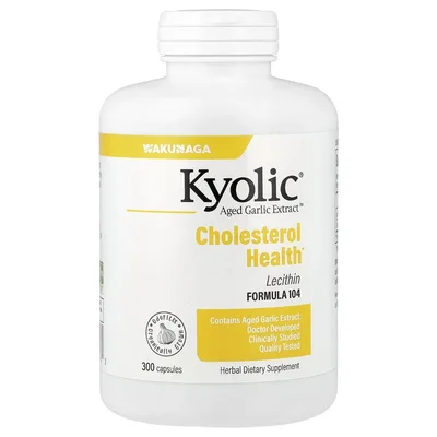 Kyolic, выдержанный экстракт чеснока для здорового уровня холестерина, формула 104, 300 капсул