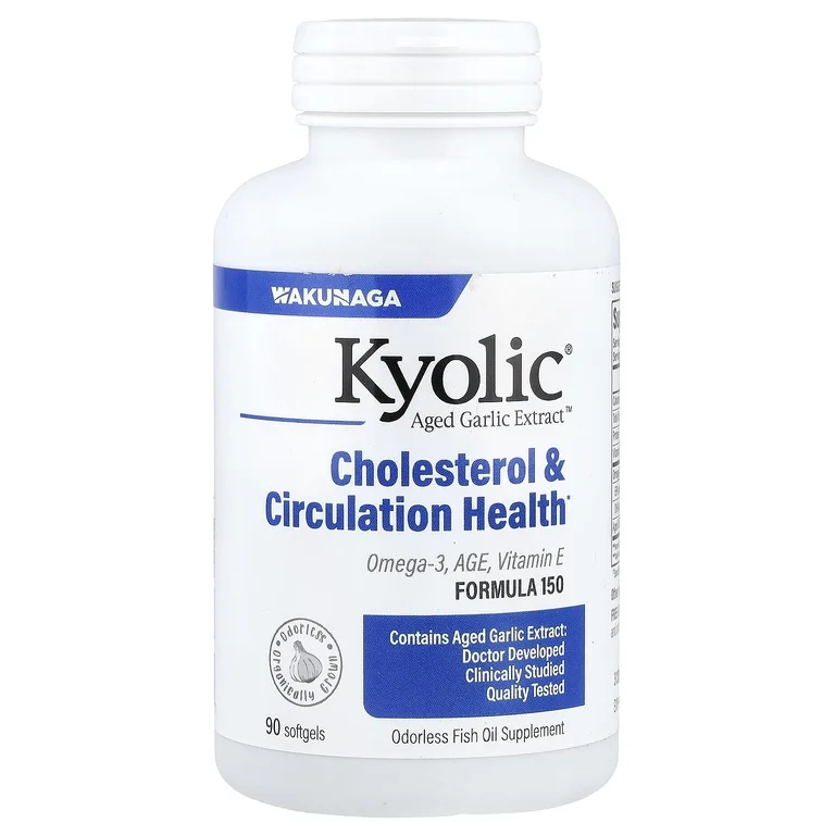 Kyolic, выдержанный экстракт чеснока, для здорового уровня холестерина и кровообращения, 90 капсул