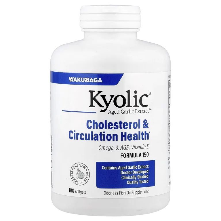 Kyolic, выдержанный экстракт чеснока, для здорового уровня холестерина и кровообращения, 180 капсул