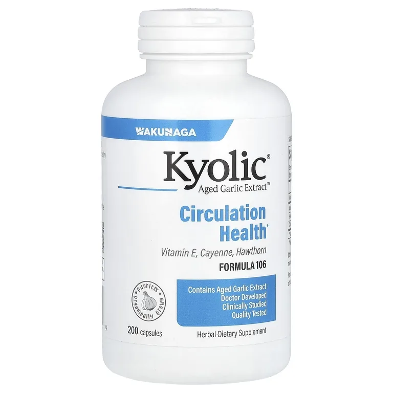 Kyolic, Выдержанный экстракт чеснока, здоровье кровообращения, формула 106, 200 капсул