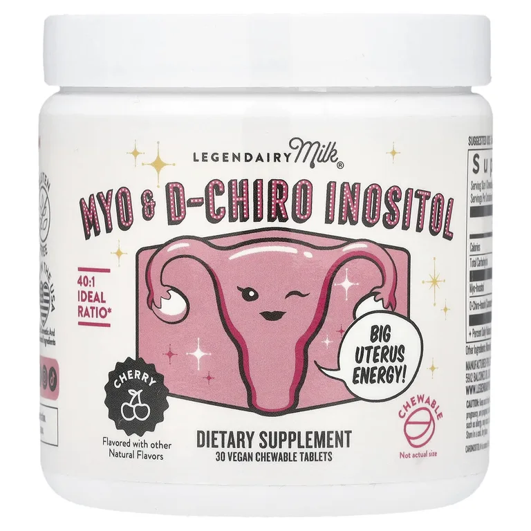 Legendairy Milk, Myo & D-хиро инозит, вишня, 30 веганских жевательных таблеток