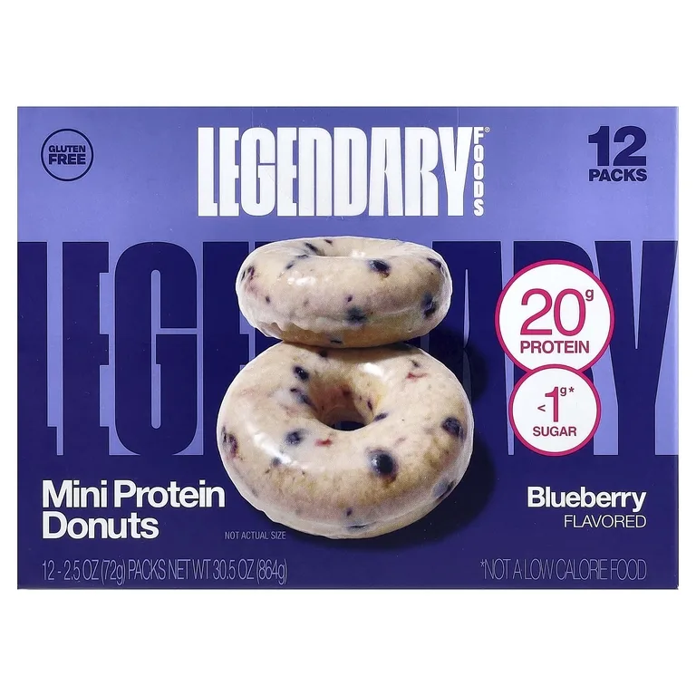 Legendary Foods, Mini Protein Donuts, голубика, 12 пакетиков, 72 г (2,5 унции)