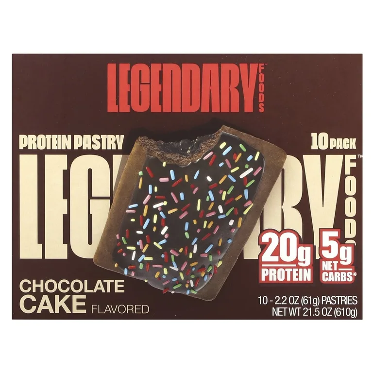 Legendary Foods, протеиновое пирожное, шоколадный торт, 10 шт. по 61 г (2,2 унции)