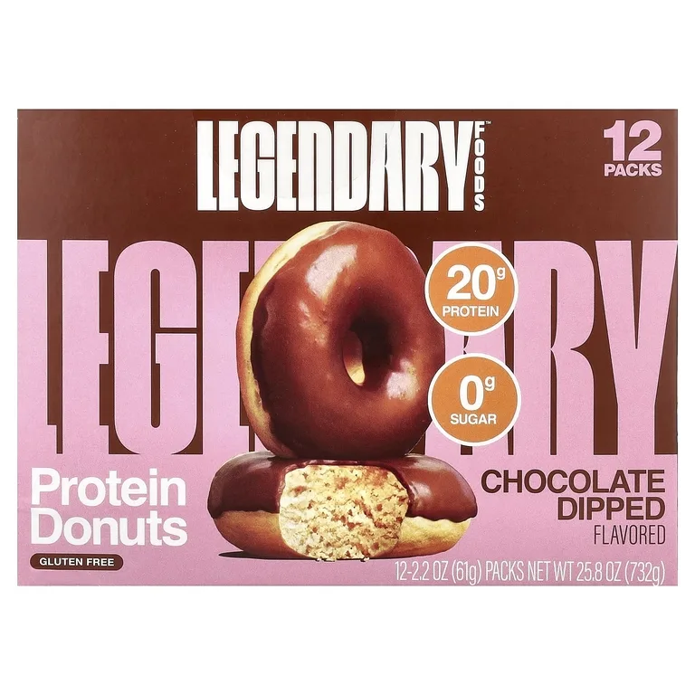 Legendary Foods, протеиновые пончики, в шоколаде, 12 упаковок по 61 г (2,2 унции)