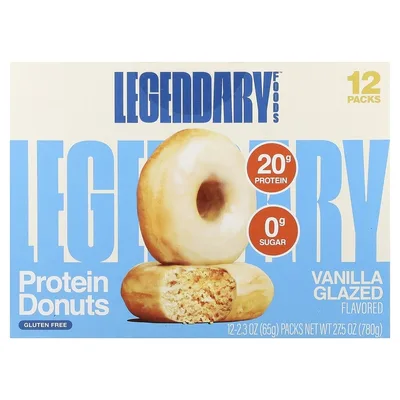 Legendary Foods, протеиновые пончики, в ванильной глазури, 12 упаковок по 65 г (2,3 унции)