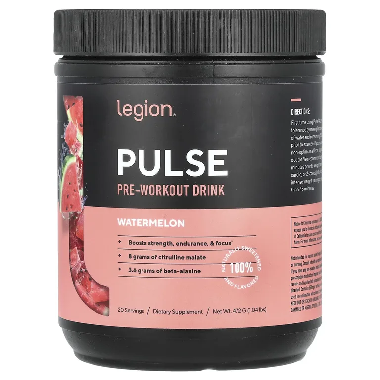Legion Athletics, Pulse, предтренировочный напиток, арбуз, 472 г
