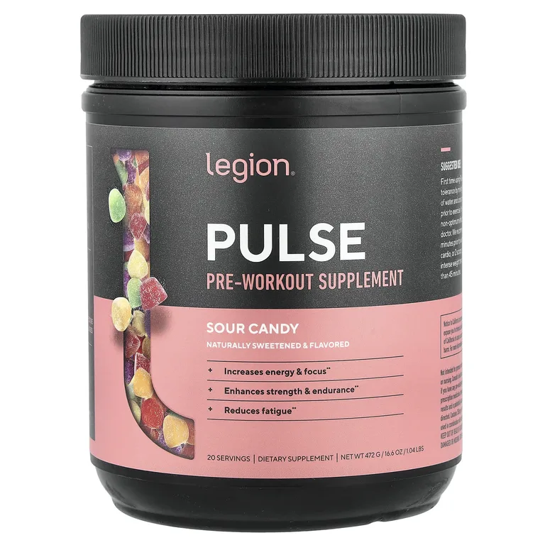 Legion Athletics, Pulse, предтренировочный напиток, кислая конфета, 472 г