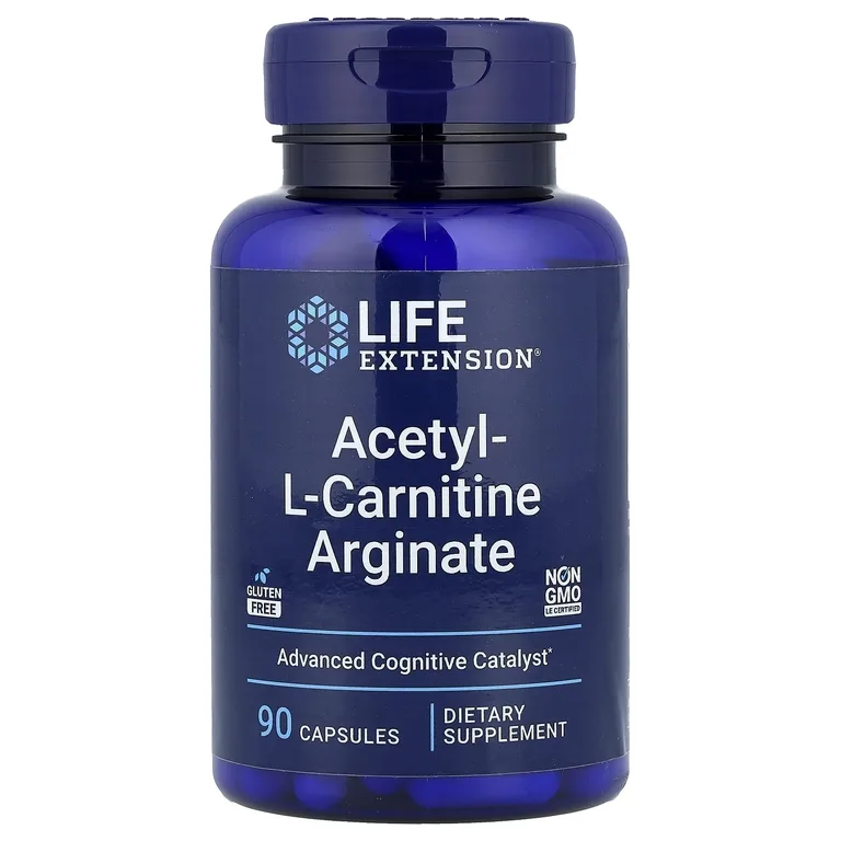 Life Extension, ацетил-L-карнитин аргинат, 90 вегетарианских капсул