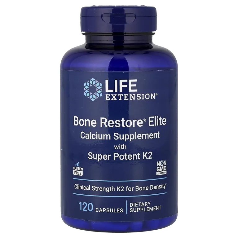 Life Extension, Bone Restore Elite, добавка с кальцием и суперэффективным витамином K2, 120 капсул