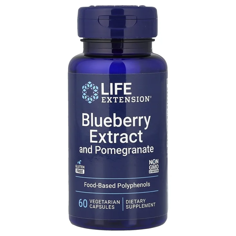 Life Extension, экстракт черники с гранатом, 60 вегетарианских капсул