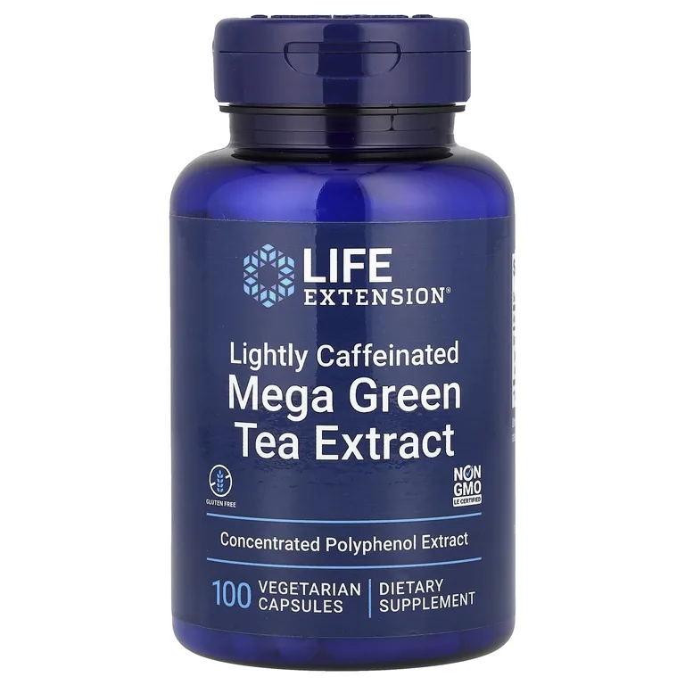 Life Extension, экстракт зеленого чая, с низким содержанием кофеина, 100 вегетарианских капсул (725 мг в 1 капсуле)