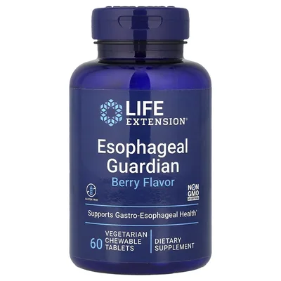 Life Extension, Esophageal Guardian, ягоды, 60 вегетарианских жевательных таблеток