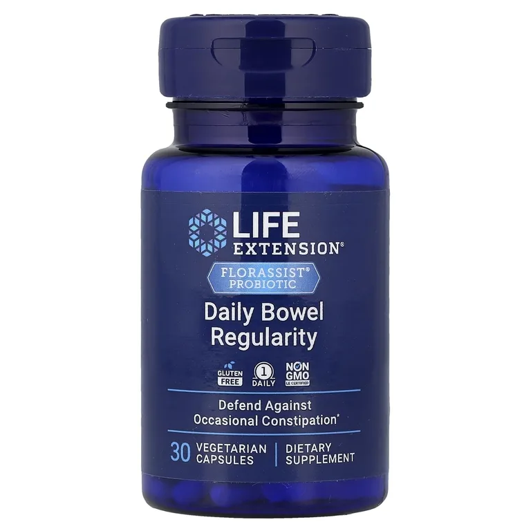 Life Extension, Florassist®, пробиотик, для ежедневной поддержки кишечника, 30 вегетарианских капсул (57,5 мг в 1 капсуле)