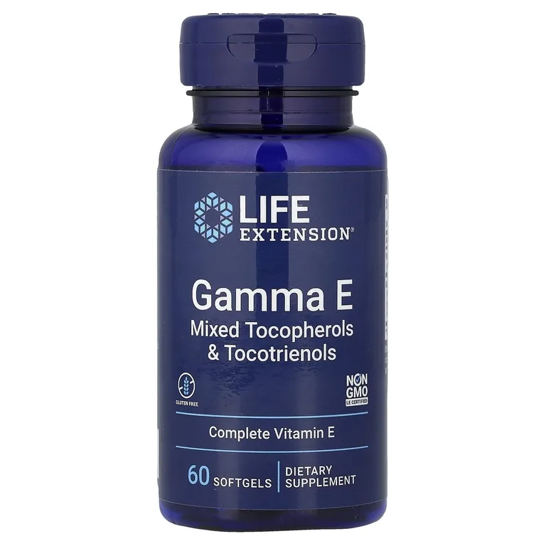 Life Extension, Gamma E, смесь токоферолов и токотриенолов, 60 капсул