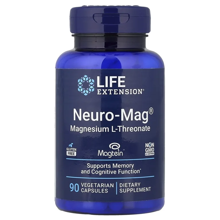 Life Extension, L-треонат магния, 90 вегетарианских капсул (48 мг в 1 капсуле)