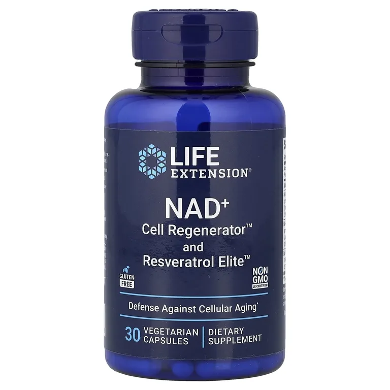 Life Extension, NAD + Cell Regenerator и ресвератрол, никотинамид рибозид NIAGEN, 30 вегетарианских капсул