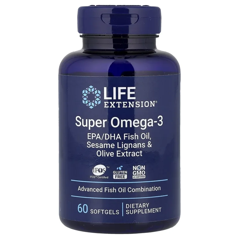 Life Extension, омега-3, 60 желатиновых капсул