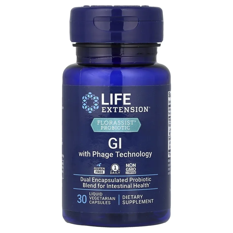 Life Extension, пробиотик для пищеварения, с фаговой технологией, 30 вегетарианских капсул