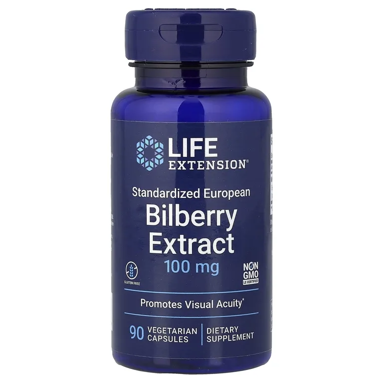 Life Extension, Стандартизированный экстракт европейской черники, 100 мг, 90 вегетарианских капсул