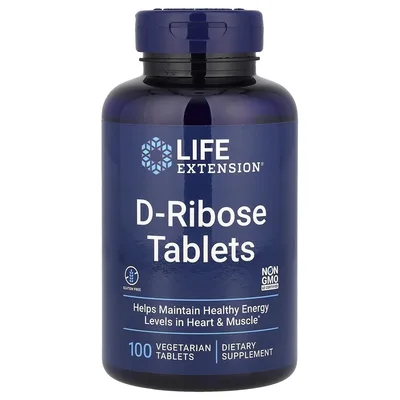 Life Extension, таблетки D-рибозы, 100 вегетарианских таблеток