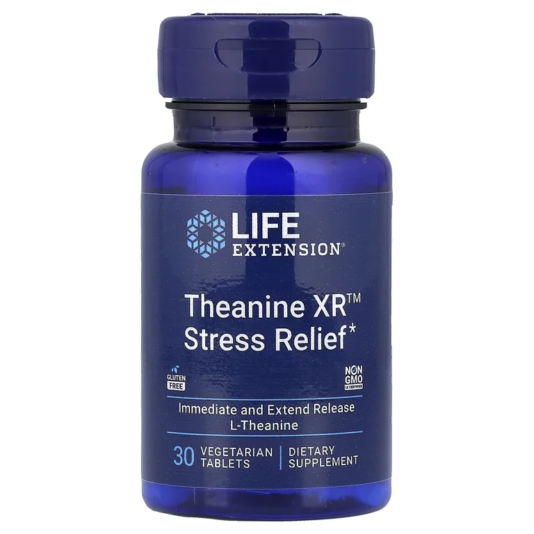 Life Extension, Theanine XR™, средство для снятия стресса, 30 вегетарианских таблеток