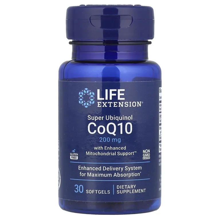 Life Extension, убихинол с улучшенной поддержкой митохондрий, 200 мг, 30 желатиновых капсул