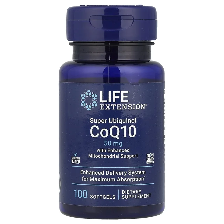 Life Extension, убихинол с улучшенной поддержкой митохондрий, 50 мг, 100 желатиновых капсул