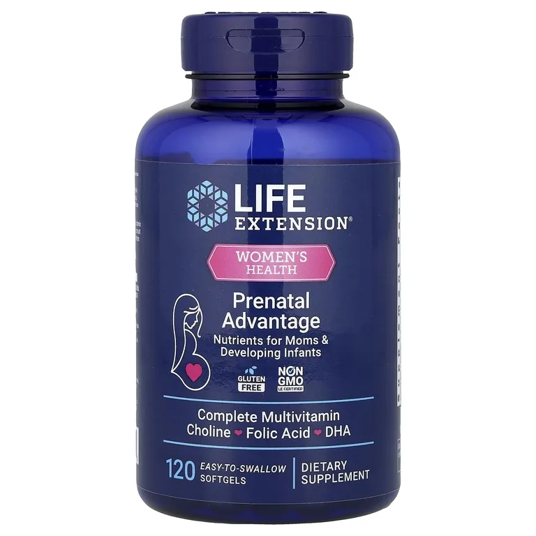 Life Extension, Women's Health, Prenatal Advantage, комплекс для беременных, 120 капсул, которые легко глотать