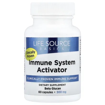 Life Source Basics, бета-глюкан активатор иммунной системы, 500 мг, 60 капсул