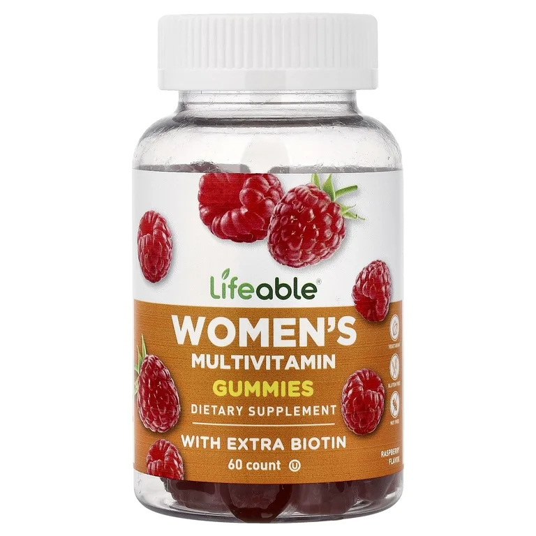 Lifeable, мультивитамины для женщин, со вкусом малины, 60 жевательных таблеток