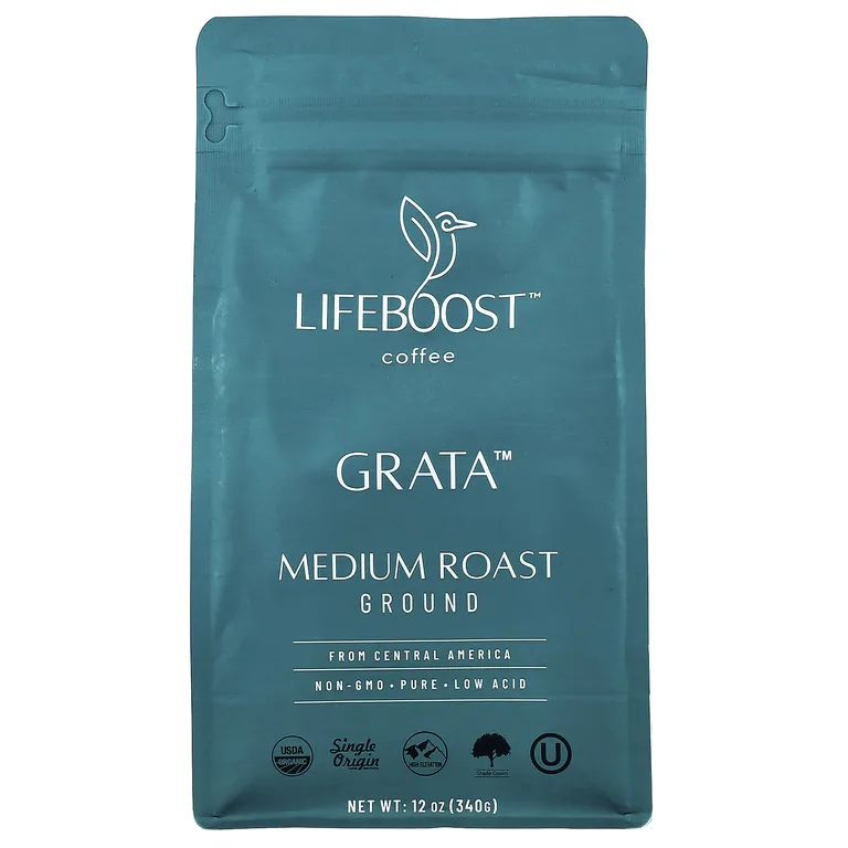 Lifeboost, Кофе Grata ™, молотый, средней обжарки, 340 г (12 унций)