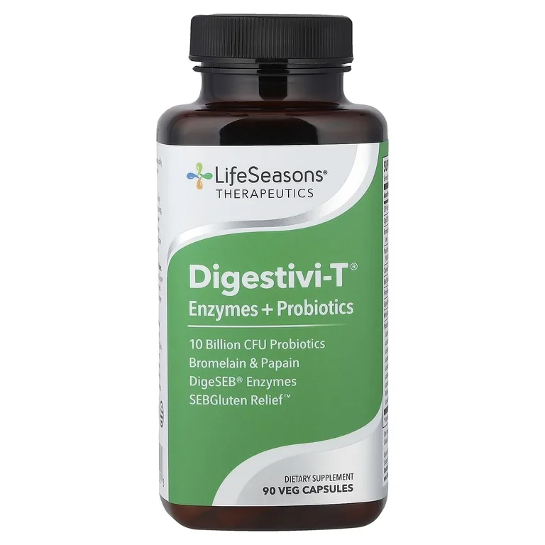 LifeSeasons, Digestivi-T®, ферменты и пробиотики, 90 растительных капсул