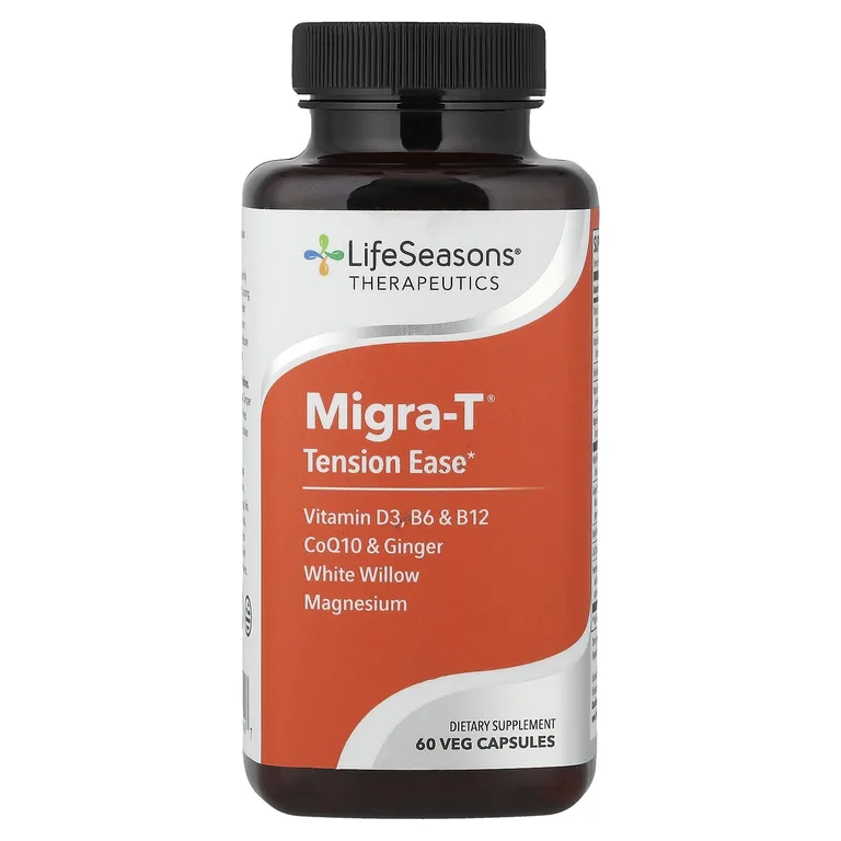 LifeSeasons, Migra-T®, Tension Ease, 60 растительных капсул