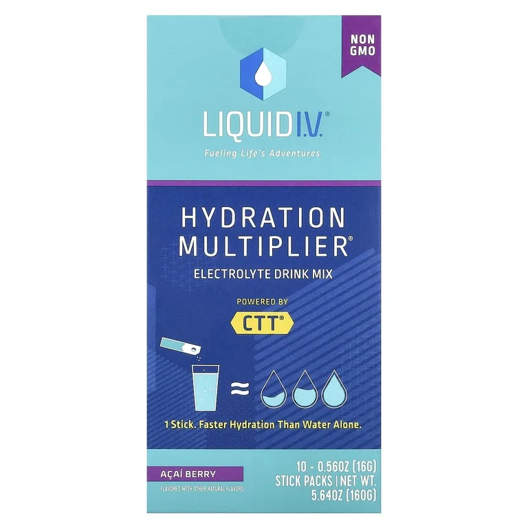 Liquid I.V., Hydration Multiplier®, смесь для приготовления электролитического напитка, со вкусом ягод асаи, 10 стик-пакетов по 16 г (0,56 унции)