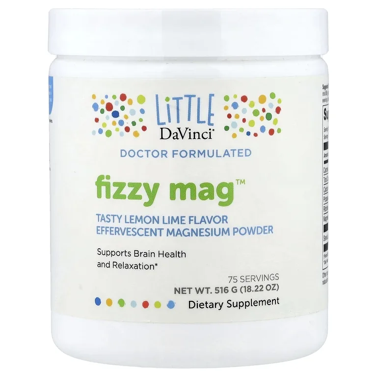 Little DaVinci, Fizzy Mag, шипучий магний в порошке, лимон и лайм, 516 г (18,22 унции)