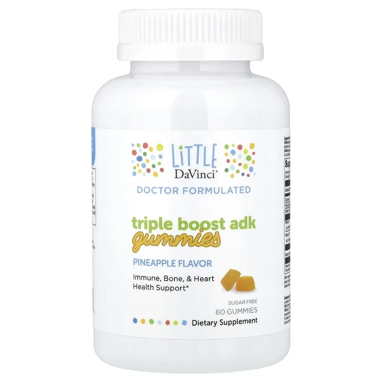 Little DaVinci, Triple Boost Adk Gummies, со вкусом ананаса, 60 жевательных таблеток