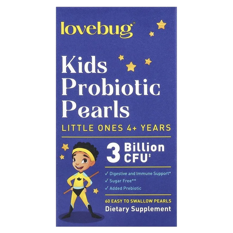 LoveBug Probiotics, Пробиотики для детей, для детей от 4 лет, 3 млрд КОЕ, 60 шт. Жемчуга, который легко глотать