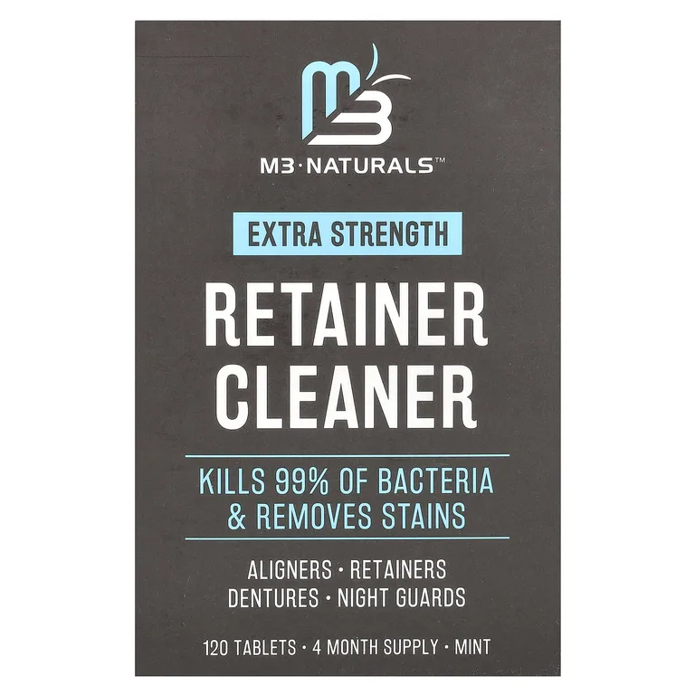 M3 Naturals, Retainer Cleaner, мята, 120 таблеток