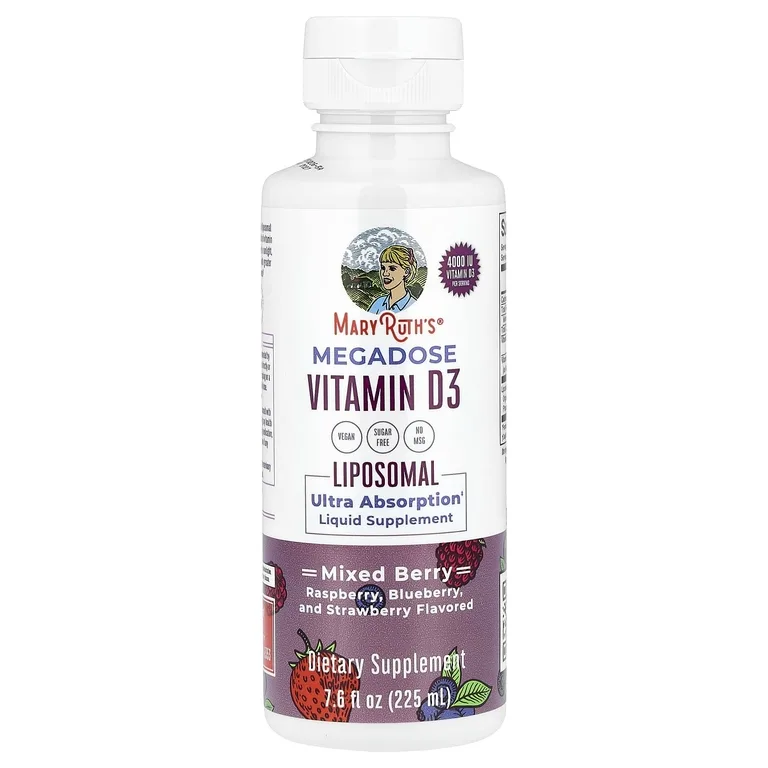 MaryRuth's, Megadose Vitamin D3, липосомальный витамин D3, ягодное ассорти, 4000 МЕ, 225 мл (7,6 жидк. унции)
