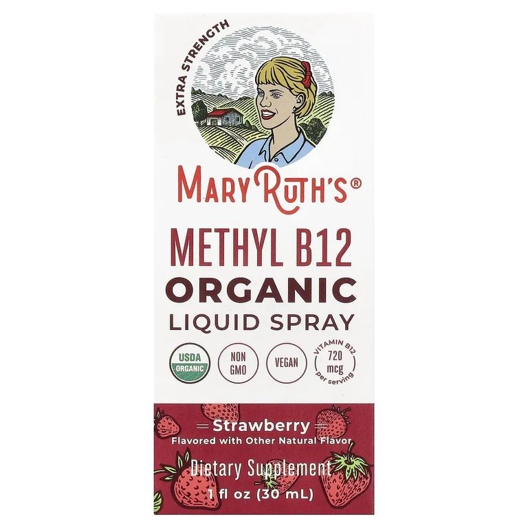 MaryRuth's, органический жидкий спрей с метилом B12, клубника, 30 мл