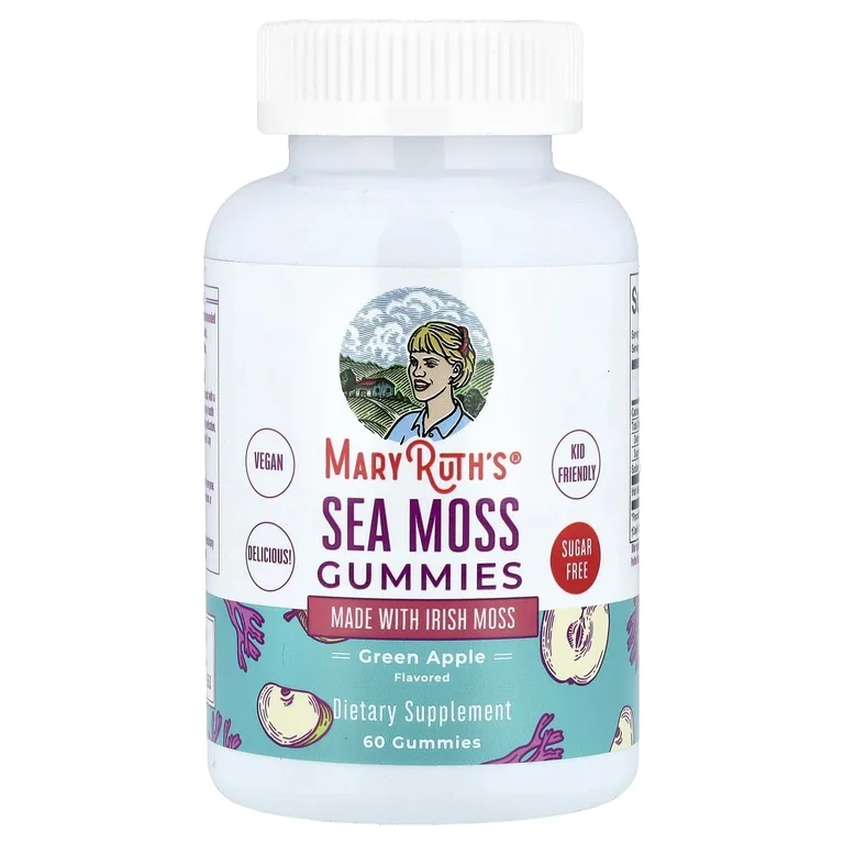 MaryRuth's, Жевательные мармеладки с морским мохом, зеленое яблоко, 60 жевательных мармеладок (25 мг в 1 жевательной мармеладке)