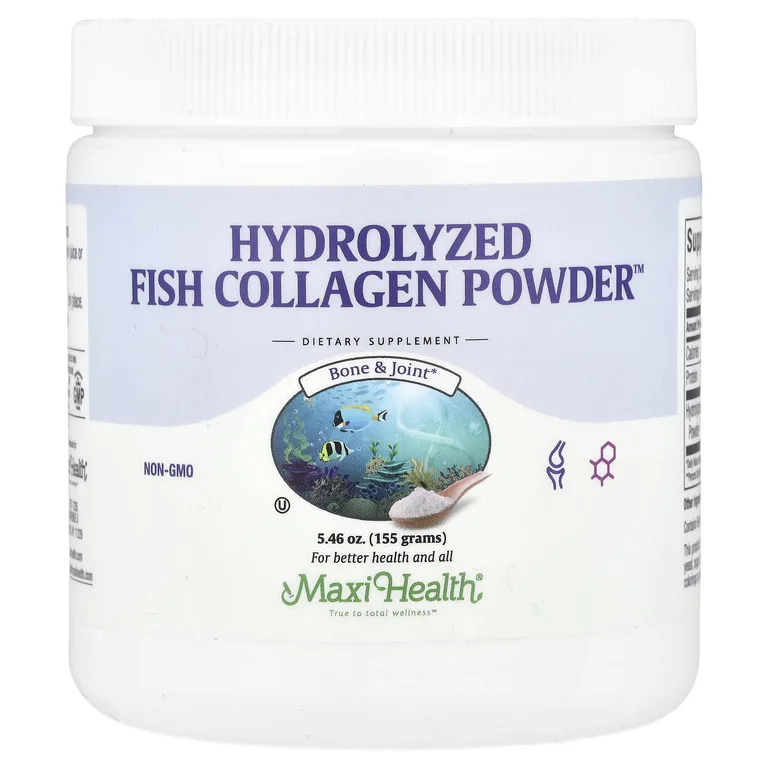 Maxi Health, Hydrolyzed, порошок из рыбьего коллагена ™, 155 г (5,46 унции)
