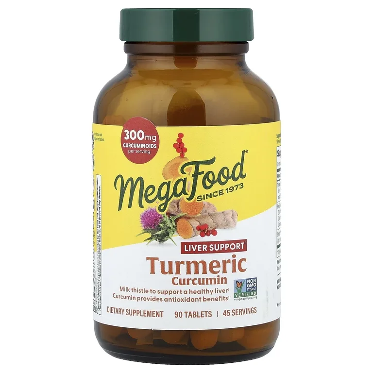 MegaFood, куркумин из куркумы, для печени, 90 таблеток